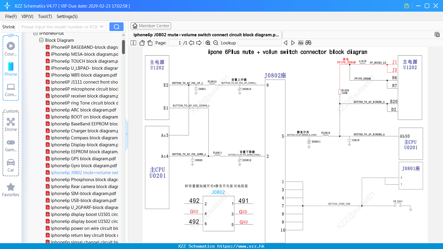 Iphone6p J0802 Mute+volume Switch Connect Circuit Block Diagram